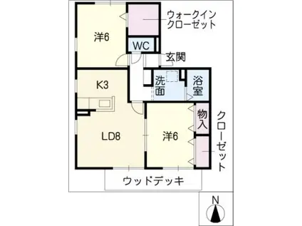 オーチャードタウンD棟(2LDK/1階)の間取り写真