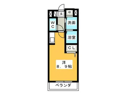 シャルマン(ワンルーム/2階)の間取り写真