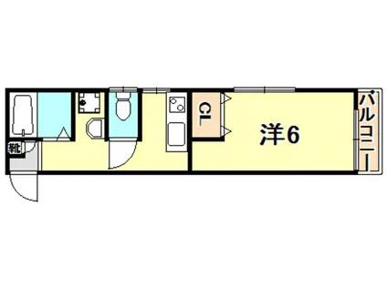 ストリーム(1K/2階)の間取り写真