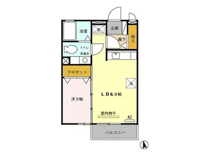 エランビタールNAKANISHI I(1LDK/2階)の間取り写真