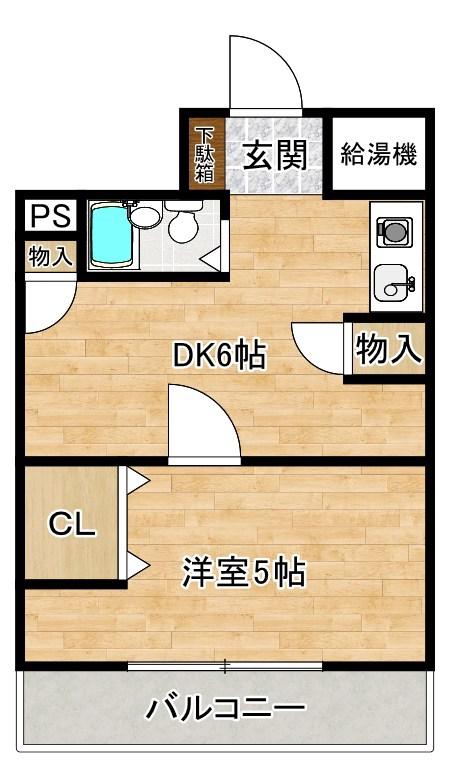 プランドールMK小倉(1DK/4階)の間取り写真