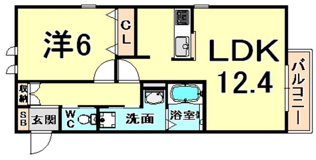 ヘーベルメゾンハナミズキ(1LDK/2階)の間取り写真
