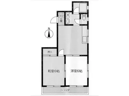 渡辺ハイツ(2DK/2階)の間取り写真