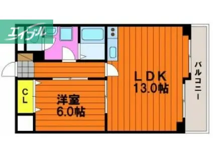 山陽マンション(1LDK/3階)の間取り写真