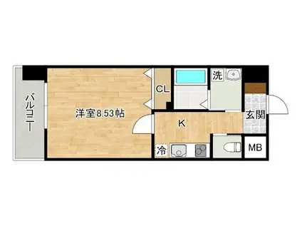 ラフィーネ到津学園通(1K/11階)の間取り写真