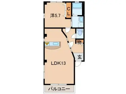 セゾン・ド・メール(1LDK/1階)の間取り写真