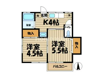 光陽荘(2K/2階)の間取り写真