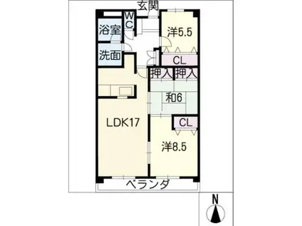 アコールヤマショウ(3LDK/2階)の間取り写真