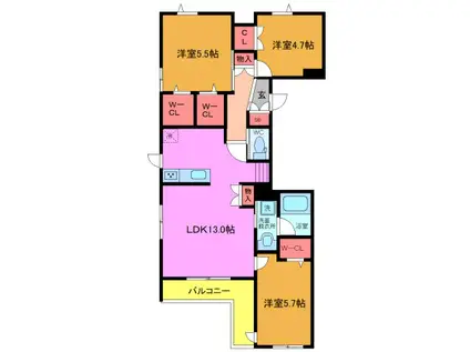 ライトガーツェおおたか(3LDK/2階)の間取り写真