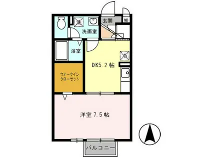 エトワール(1DK/2階)の間取り写真