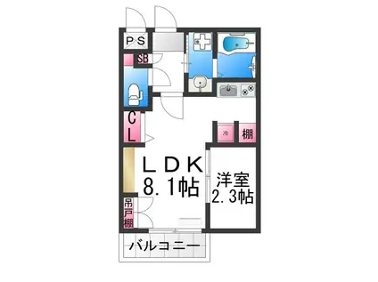 シーエムトワ(1LDK/1階)の間取り写真