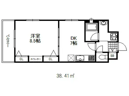 カイセイ新神戸(1K/11階)の間取り写真