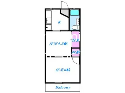 花園コーポ(2K/2階)の間取り写真
