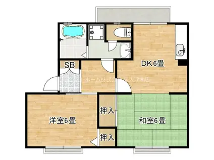 グリーンフィールド(2DK/2階)の間取り写真