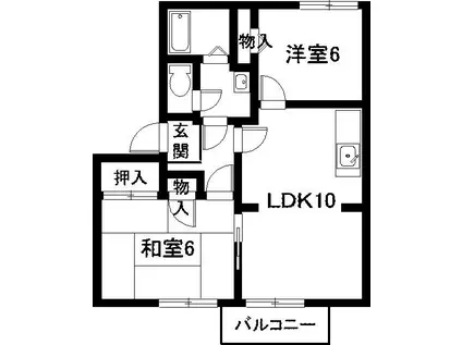 フォレストパーク A棟(2LDK/2階)の間取り写真