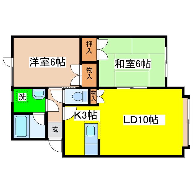 インペリアル文苑(2LDK/1階)の間取り写真