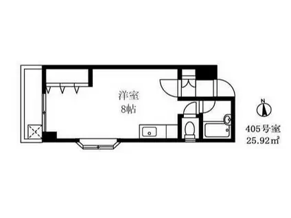安藤グリーンハイム(ワンルーム/4階)の間取り写真