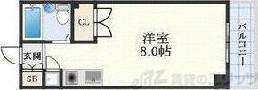 東明マンション江坂(ワンルーム/6階)の間取り写真