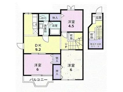 オーロラタウン(3DK/2階)の間取り写真