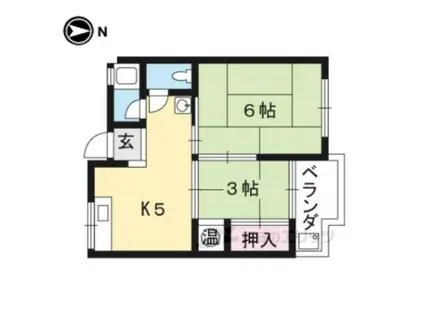 近江八幡ドリームマンションB棟(2DK/3階)の間取り写真