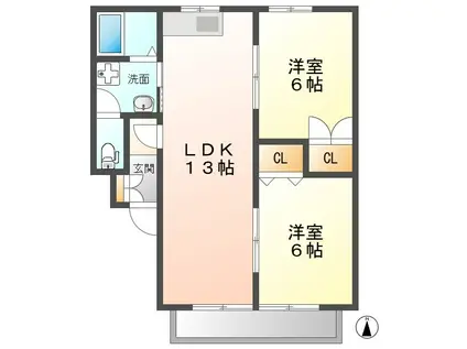 トークヴィレッジI A棟(2LDK/1階)の間取り写真