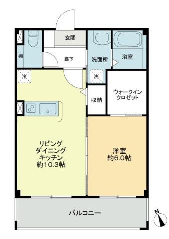 フォブールマドカ(1LDK/1階)の間取り写真