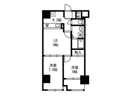 サンハイム清水(2LDK/2階)の間取り写真