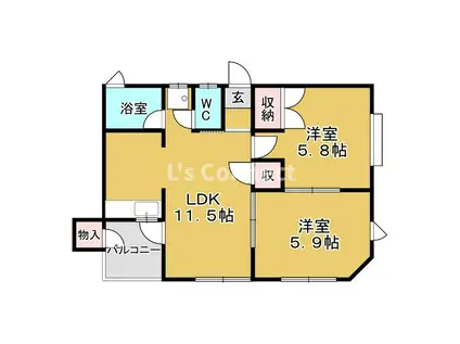 シャトゥK・T(ワンルーム/1階)の間取り写真