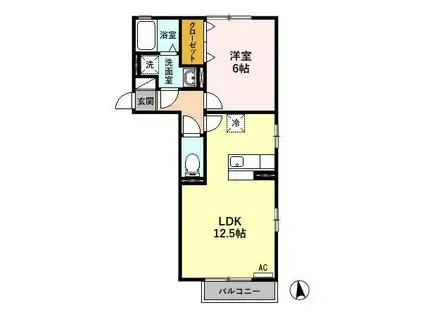 アスタリスク(1LDK/2階)の間取り写真