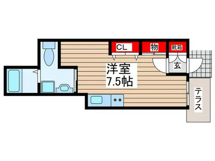 アクアソレイユ(ワンルーム/1階)の間取り写真