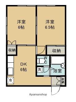ベルグラン薬円台(2DK/1階)の間取り写真