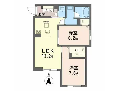 セレーノ野田(2LDK/1階)の間取り写真