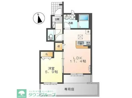 アゼリア(1LDK/1階)の間取り写真