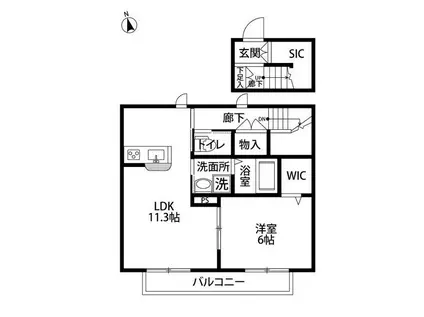 ノブコート(1LDK/1階)の間取り写真