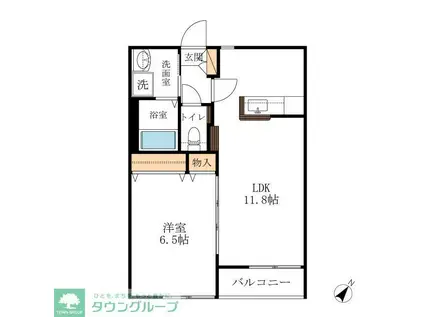 アンサンブル(1LDK/2階)の間取り写真