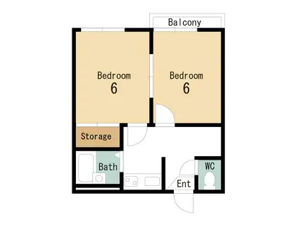 パークヒルズ岩崎 1号棟(2K/1階)の間取り写真