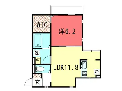 サウスガーデン(1LDK/2階)の間取り写真