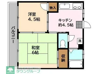 フジハイツII(2DK/2階)の間取り写真