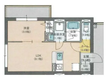 プロスタイルウェルス下井草(1LDK/4階)の間取り写真