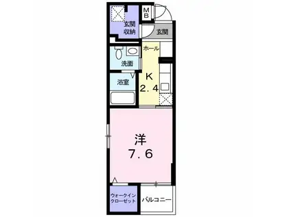 コンティネント(1K/2階)の間取り写真