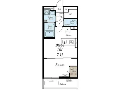 JR南武線 西国立駅 徒歩8分 3階建 築4年(1DK/2階)の間取り写真