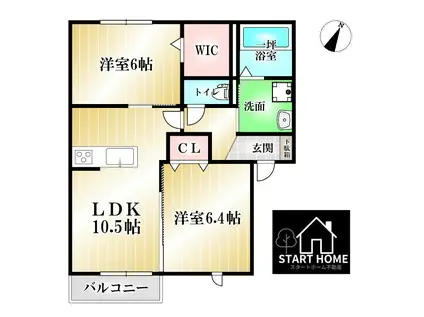 カーサ モエハ(2LDK/1階)の間取り写真