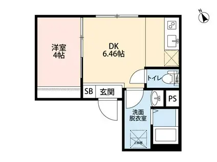 SPOY戸越銀座(1DK/4階)の間取り写真