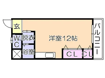 ラ・エスペランサ(1K/3階)の間取り写真