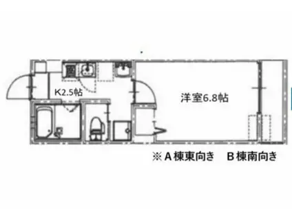 カーム広瀬町B棟(1K/2階)の間取り写真