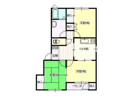 銀河ワールド弐番館(3K/2階)の間取り写真
