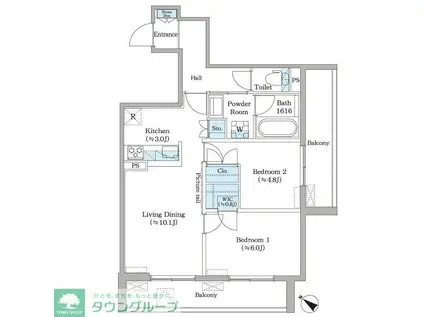 フィカーサ横浜(2LDK/3階)の間取り写真