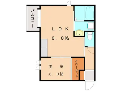 REGALEST CLASS 南福岡(1LDK/3階)の間取り写真