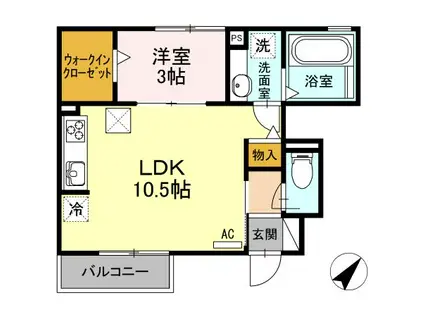 ジュネスS5(1LDK/1階)の間取り写真