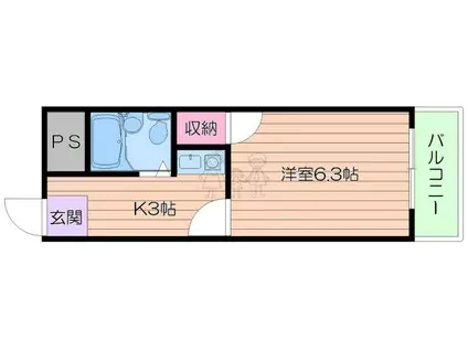 ノエルコート(1K/3階)の間取り写真